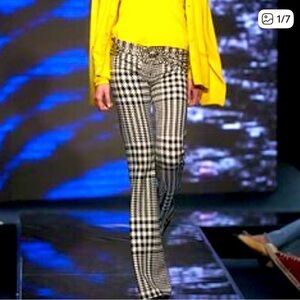 Y2K Versace Black and White Houndstooth flare Pants